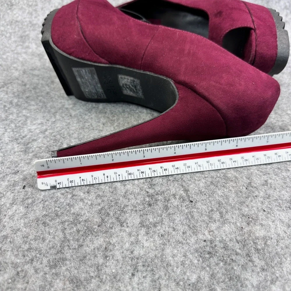Forever 21 Womens Size 8.5 Heels Wine Faux Suede Peep Toe Platform Stilleto New